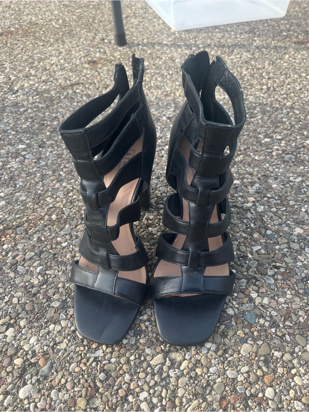 Women’s Black Strappy Cage High-Heel Sandals